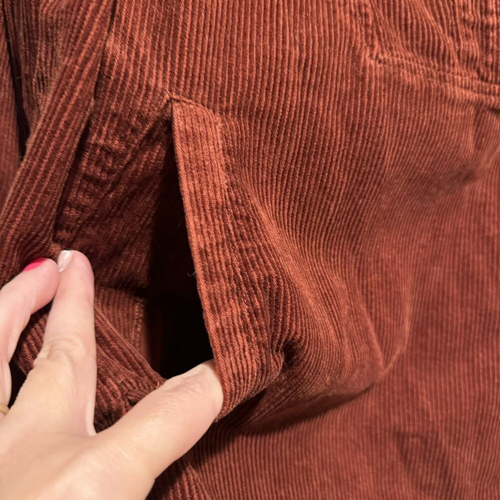 Poetry Half Zip Pullover Jacket Corduroy Rust Lagenlook Hemp Cotton Yak Size 12 - Picture 3 of 7